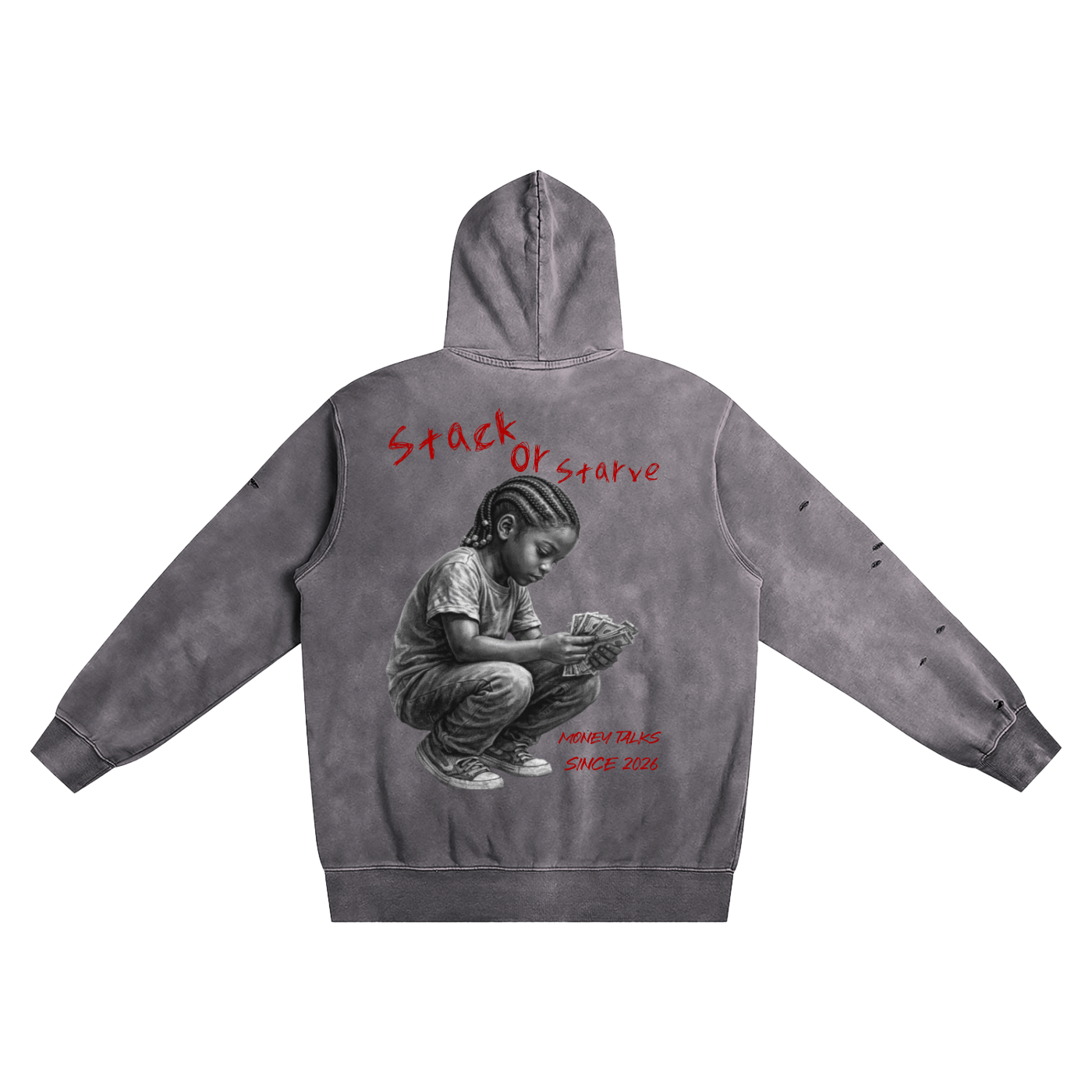 Distressed Vintage Wash Hoodie