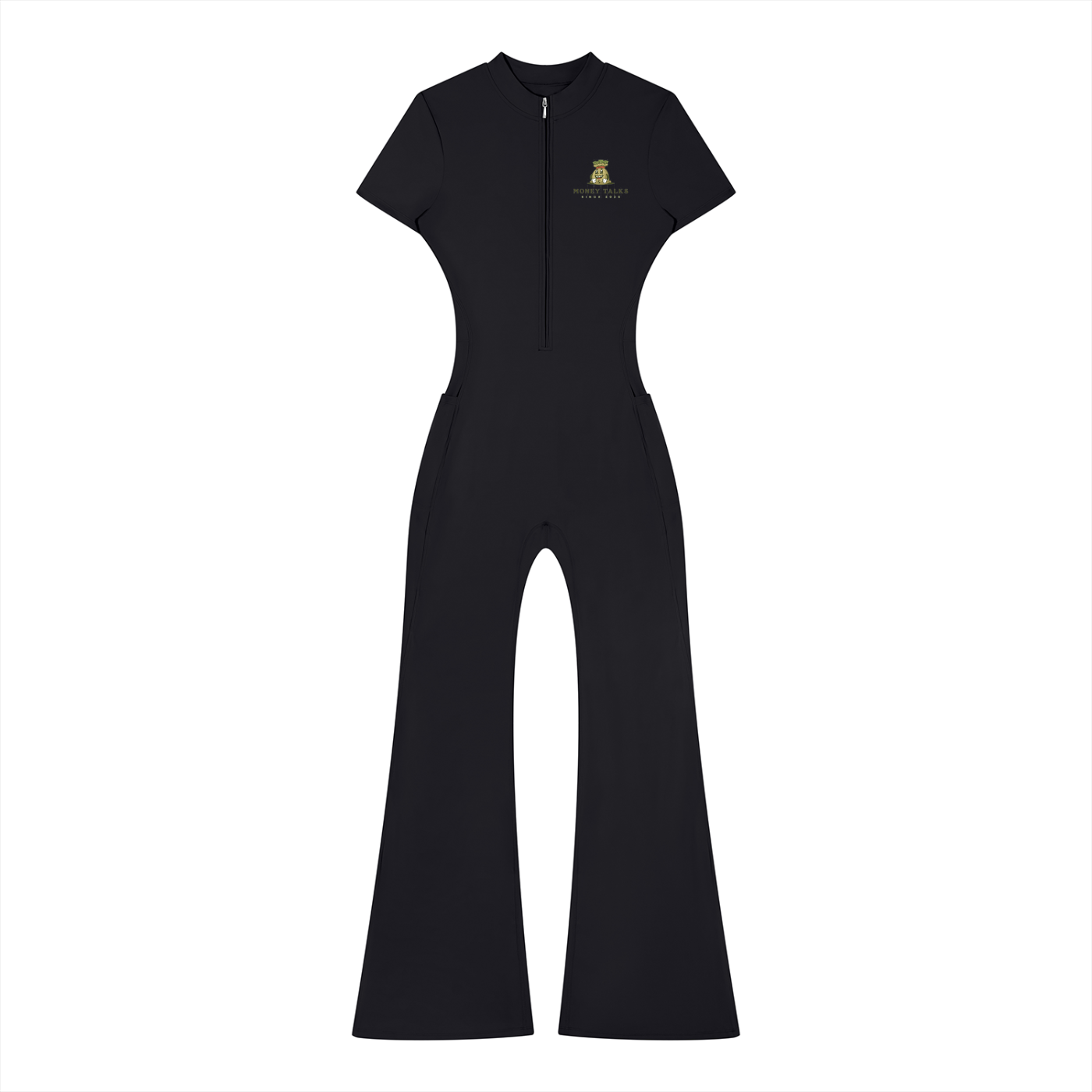 Women’s Tight Flared Leg Quarter-Zip Jumpsuit
