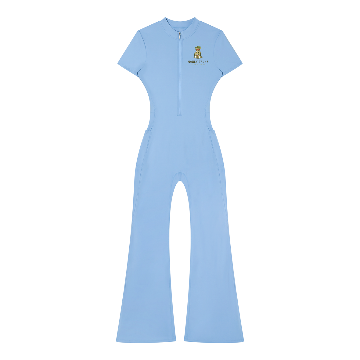 Women’s Tight Flared Leg Quarter-Zip Jumpsuit