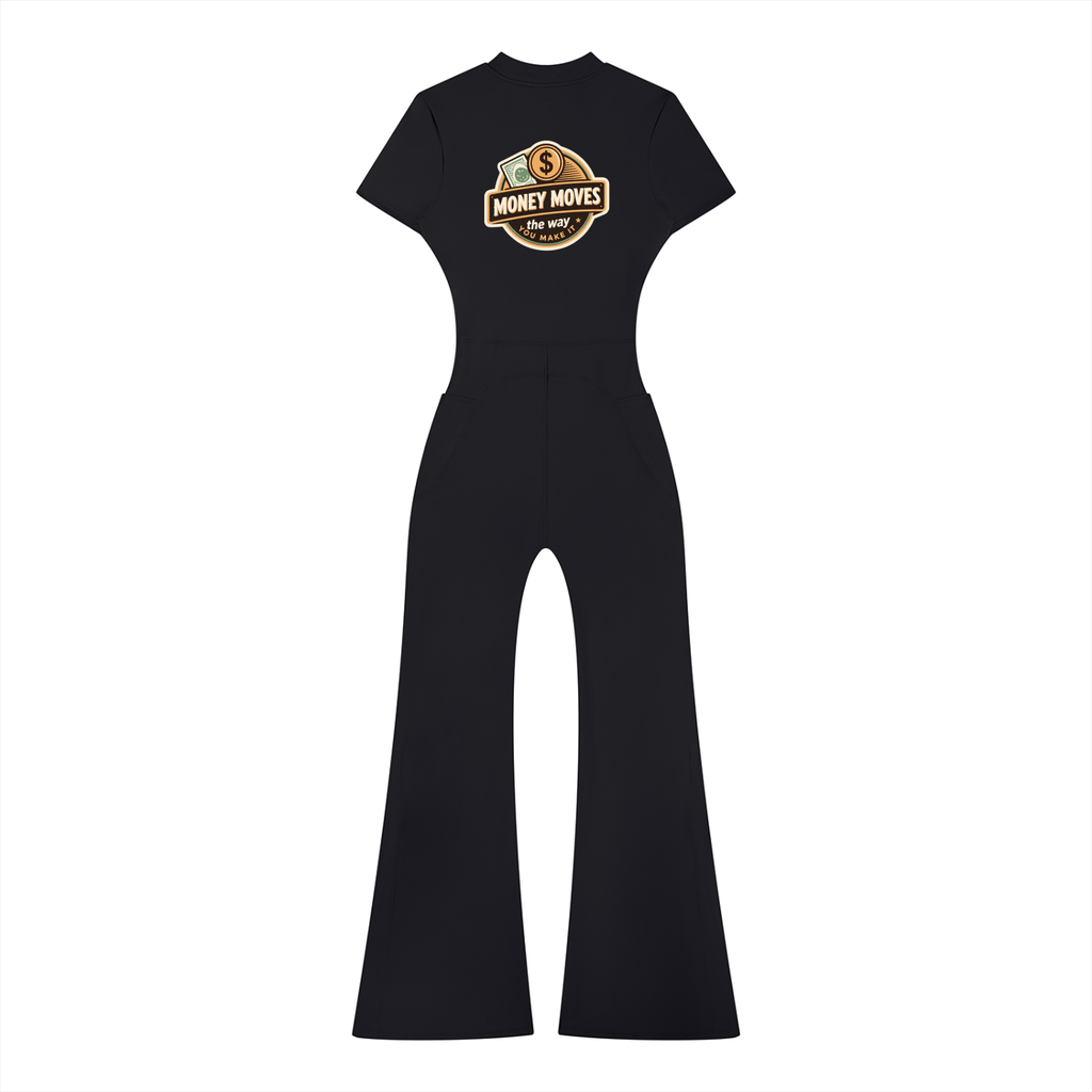 Women’s Tight Flared Leg Quarter-Zip Jumpsuit