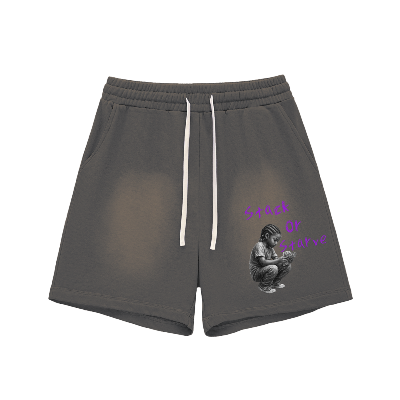 Sun Fade Raw Edge Cotton Shorts