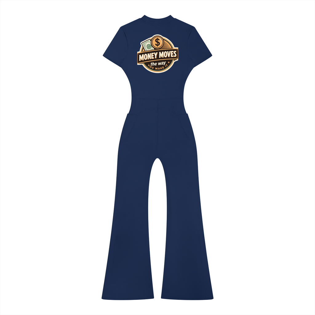 Women’s Tight Flared Leg Quarter-Zip Jumpsuit