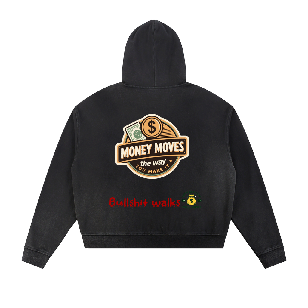 Sun Fade Frayed Raw Edge Fleece Zip Hoodie