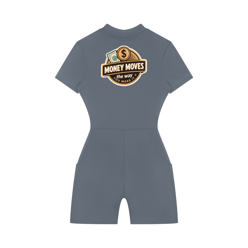 Women's Quarter-Zip Short Sleeve Romper