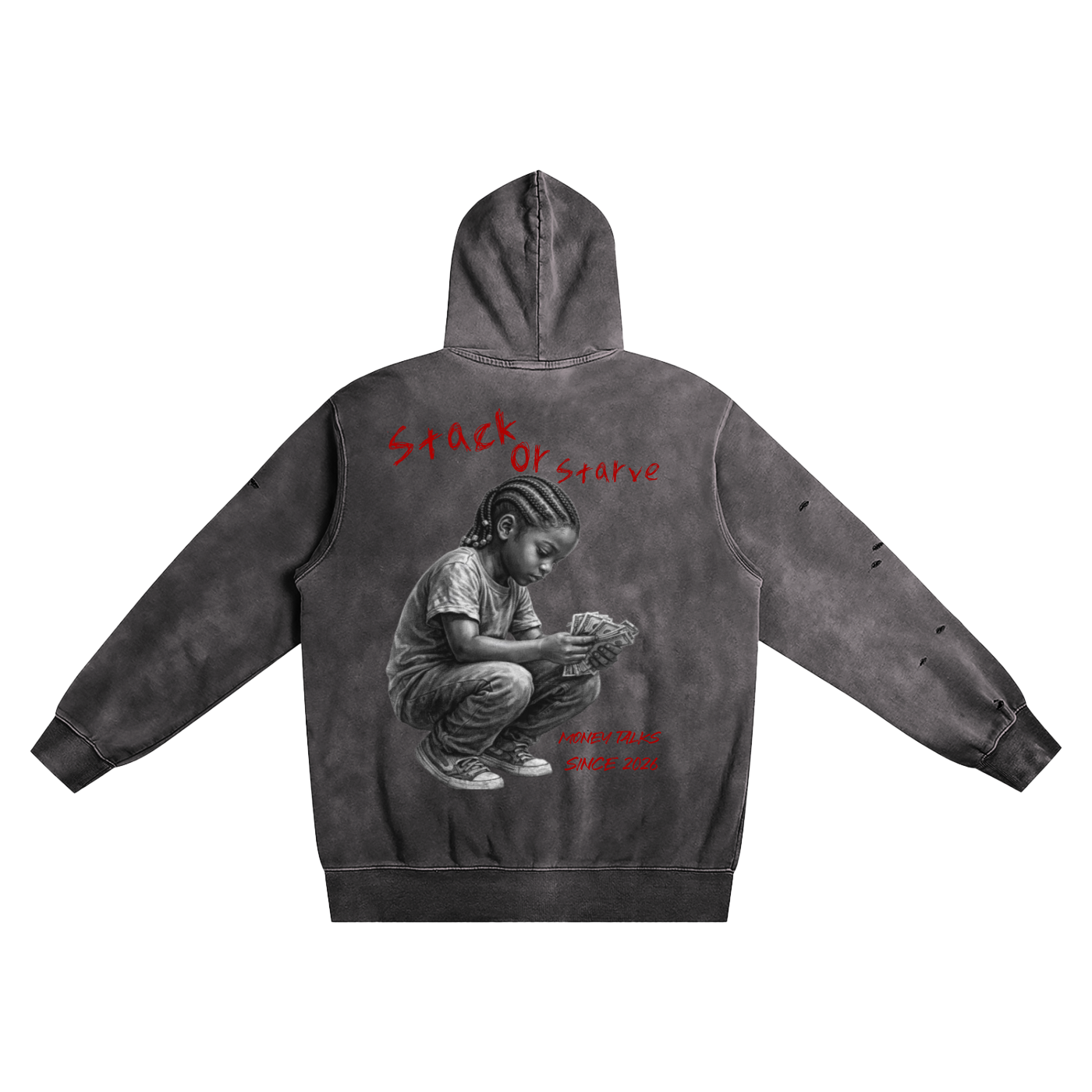 Distressed Vintage Wash Hoodie