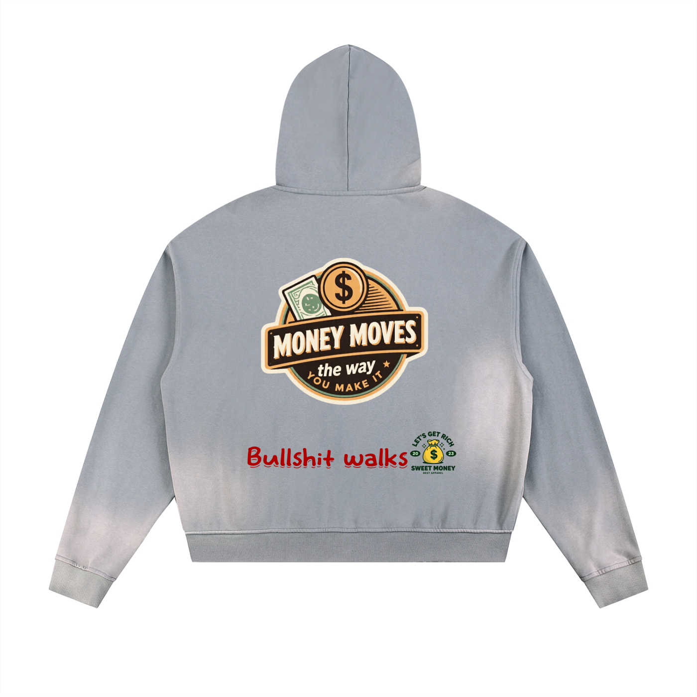 Sun Fade Frayed Raw Edge Fleece Zip Hoodie