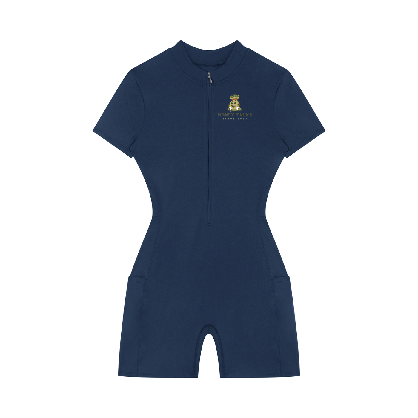 Women's Quarter-Zip Short Sleeve Romper
