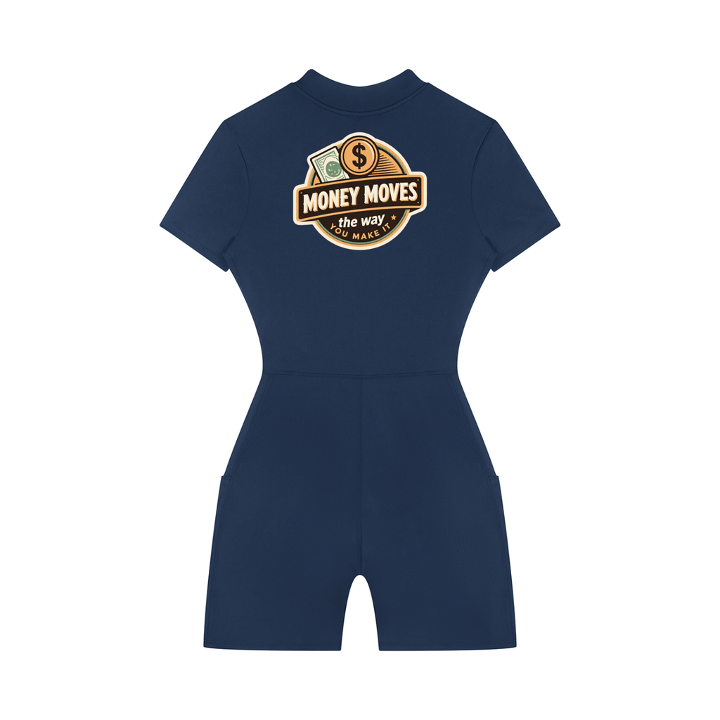 Women's Quarter-Zip Short Sleeve Romper