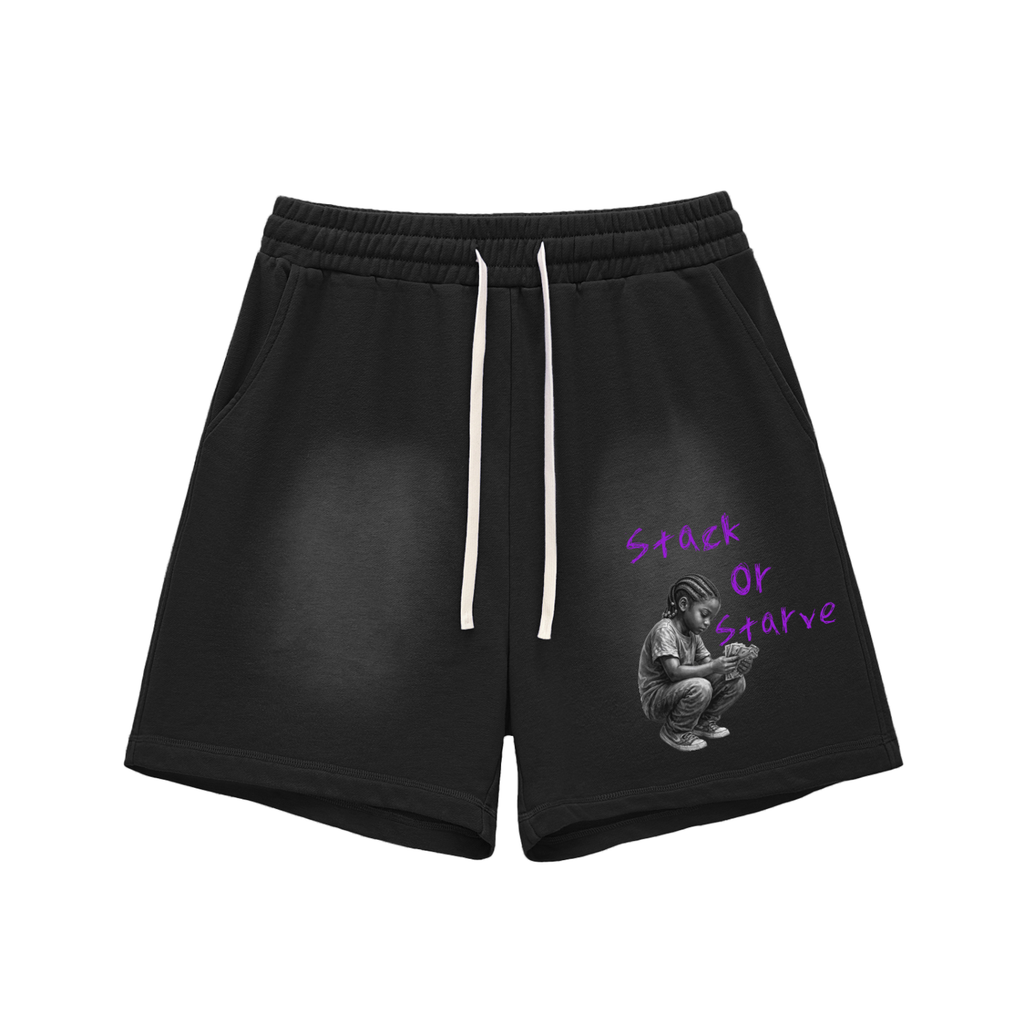 Sun Fade Raw Edge Cotton Shorts