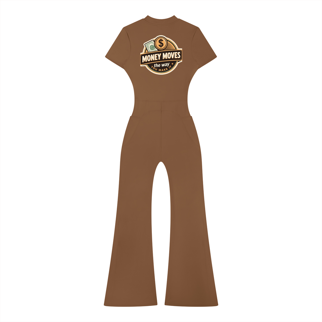 Women’s Tight Flared Leg Quarter-Zip Jumpsuit